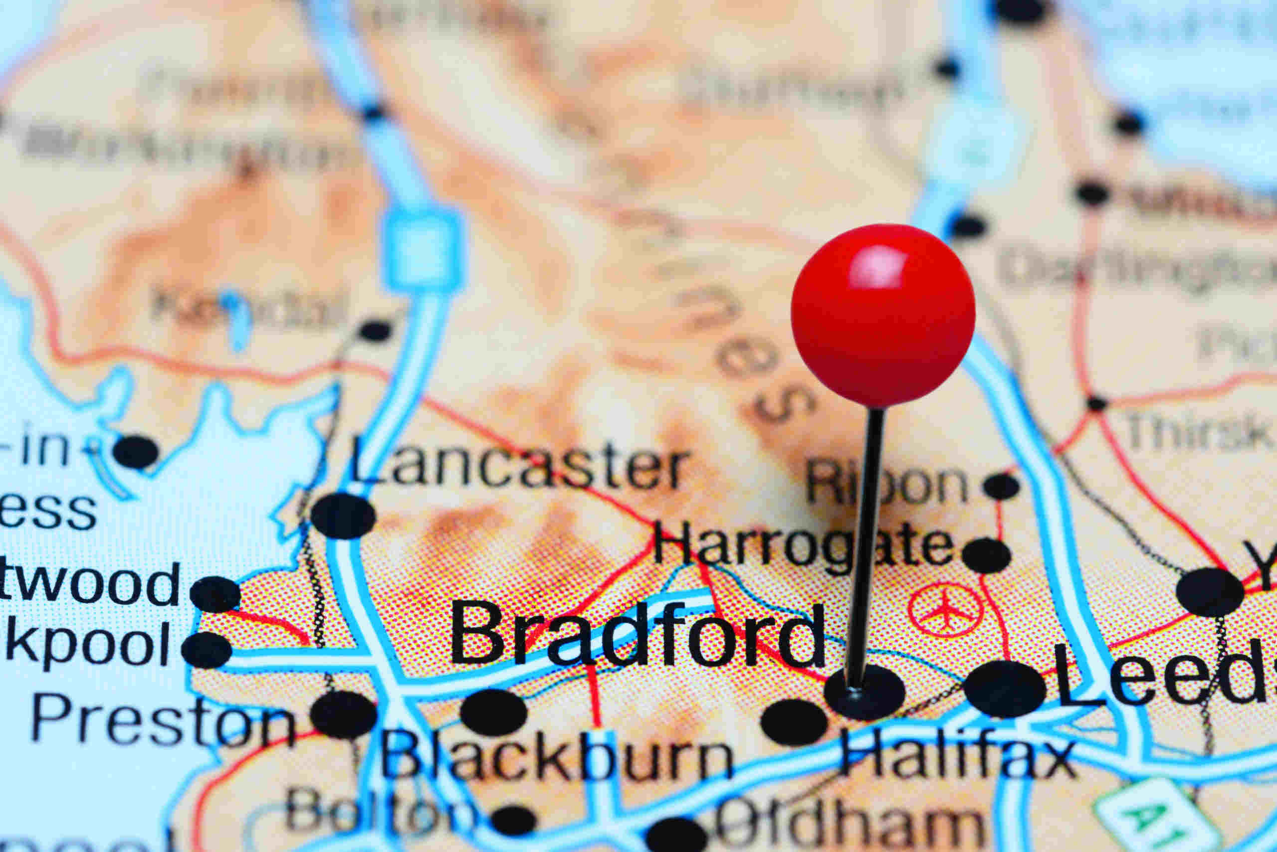 Bradford,Pinned,On,A,Map,Of,Uk